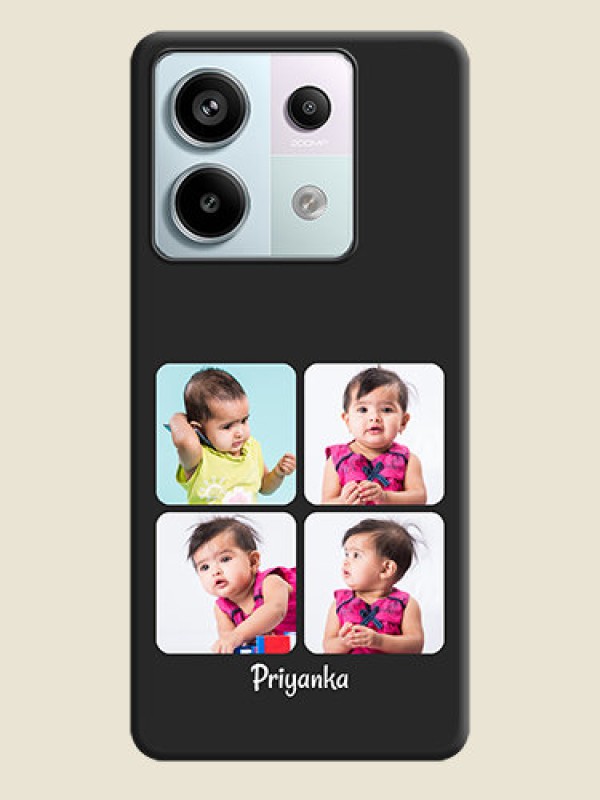 Custom Floral Art with 6 Image Holder - Photo on Space Black Soft Matte Mobile Case - Redmi Note 13 Pro 5G