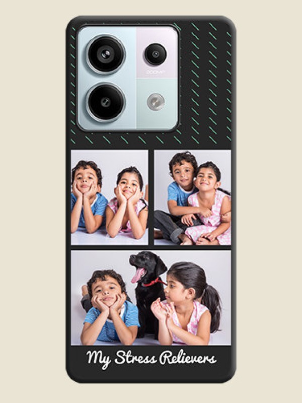 Custom Cross Dotted Pattern with 2 Image Holder on Personalised Space Black Soft Matte Cases - Redmi Note 13 Pro 5G