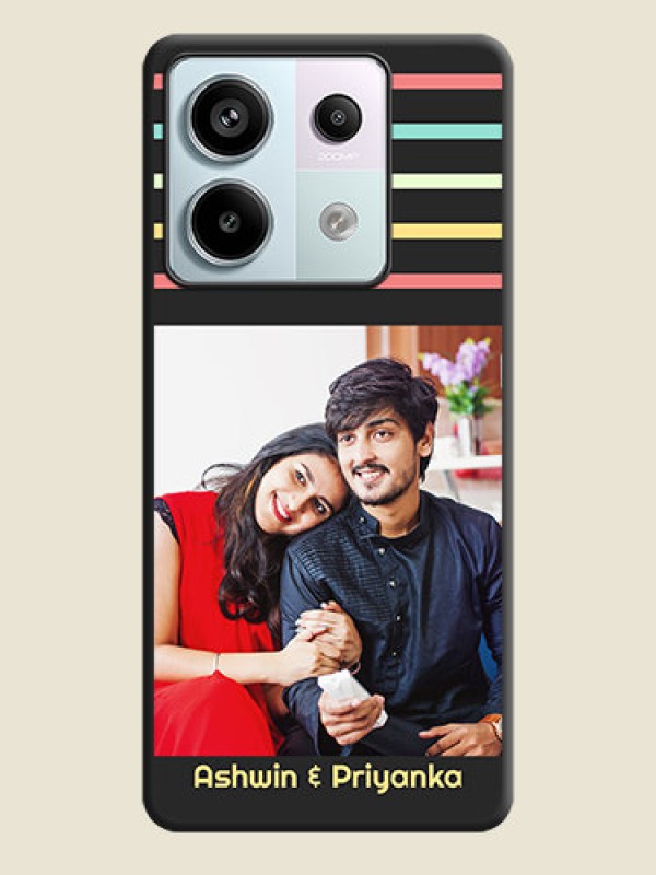 Custom Color Stripes with Photo and Text - Photo on Space Black Soft Matte Mobile Case - Redmi Note 13 Pro 5G