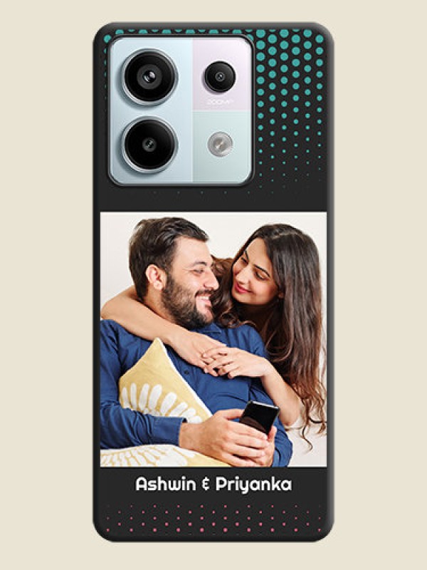 Custom Faded Dots with Grunge Photo Frame and Text on Space Black Custom Soft Matte Phone Cases - Redmi Note 13 Pro 5G