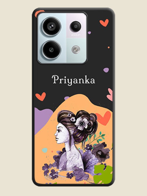 Custom Namecase For Her With Fancy Lady Image On Space Black Personalized Soft Matte Phone Covers - Redmi Note 13 Pro 5G
