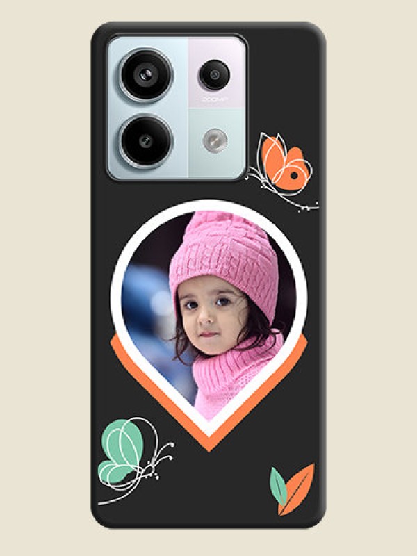 Custom Upload Pic With Simple Butterly Design On Space Black Personalized Soft Matte Phone Covers - Redmi Note 13 Pro 5G