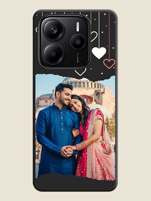 Custom Love Hangings with Splash Wave Picture On Space Black Custom Soft Matte Mobile Back Cover - Redmi Note 14 5G