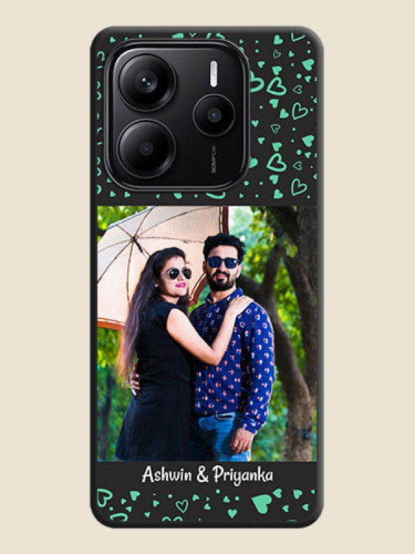 Custom Sea Green Indefinite Love Pattern on Photo On Space Black Custom Soft Matte Mobile Back Cover - Redmi Note 14 5G