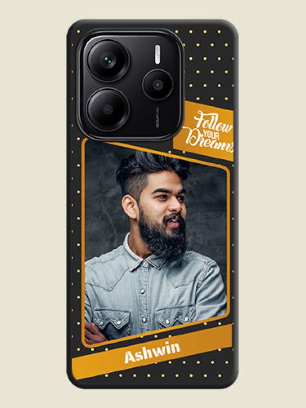 Custom Follow Your Dreams with White Dots On Space Black Custom Soft Matte Mobile Back Cover - Redmi Note 14 5G