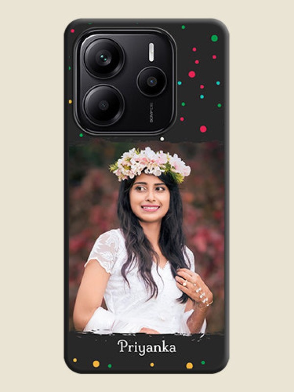 Custom Multicolor Dotted Pattern with Text On Space Black Custom Soft Matte Mobile Back Cover - Redmi Note 14 5G