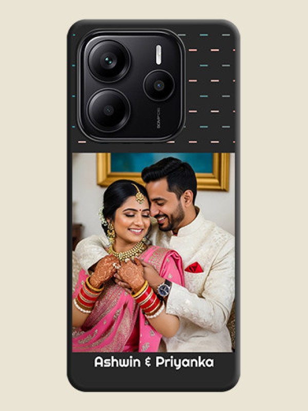 Custom Line Pattern Design with Text On Space Black Custom Soft Matte Mobile Back Cover - Redmi Note 14 5G