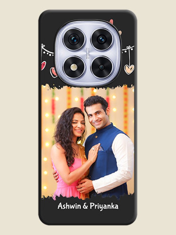 Custom Pink Love Hangings with Name On Space Black Custom Soft Matte Mobile Back Cover - Redmi Note 14 Pro 5G