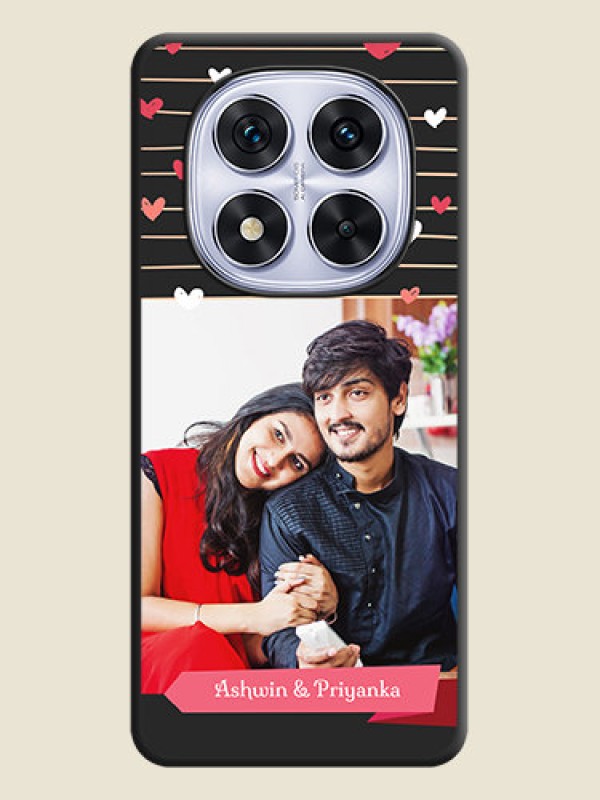 Custom Love Pattern with Name on Pink Ribbon on Photo On Space Black Custom Soft Matte Mobile Back Cover - Redmi Note 14 Pro 5G