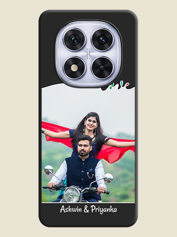 Custom Fall in Love Pattern with Picture on Photo On Space Black Custom Soft Matte Mobile Back Cover - Redmi Note 14 Pro 5G