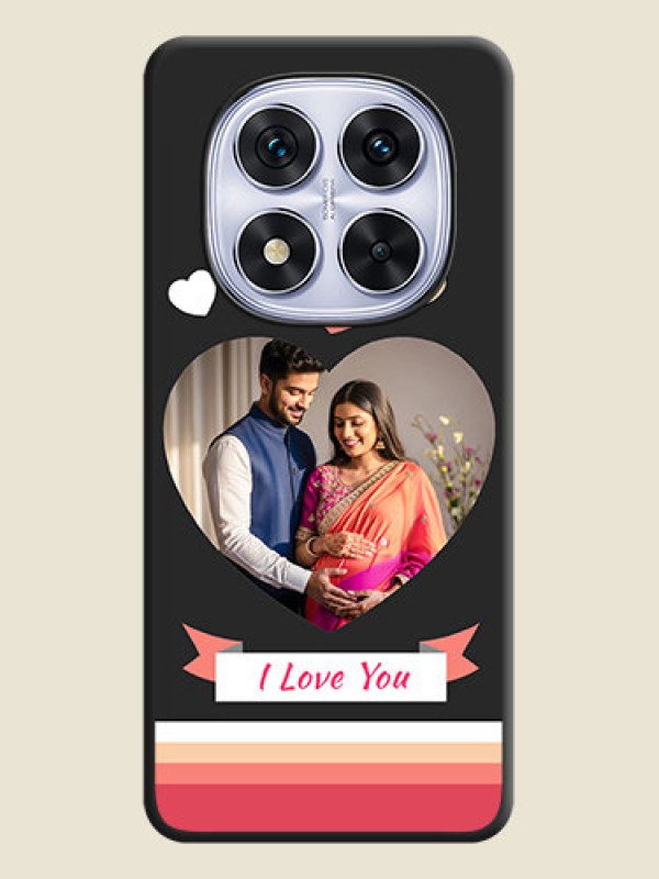 Custom Love Shaped Photo with Colorful Stripes On Space Black Custom Soft Matte Mobile Back Cover - Redmi Note 14 Pro 5G