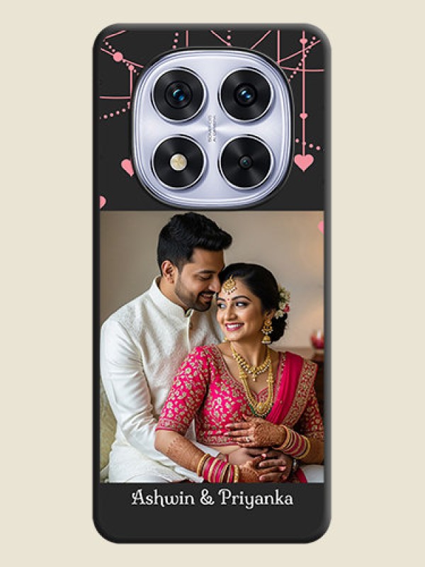 Custom Pink Love Hangings with Text On Space Black Custom Soft Matte Mobile Back Cover - Redmi Note 14 Pro 5G