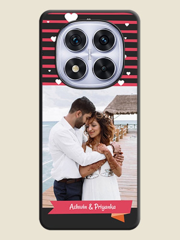 Custom White Color Love Symbols with Pink Lines Pattern On Space Black Custom Soft Matte Mobile Back Cover - Redmi Note 14 Pro 5G