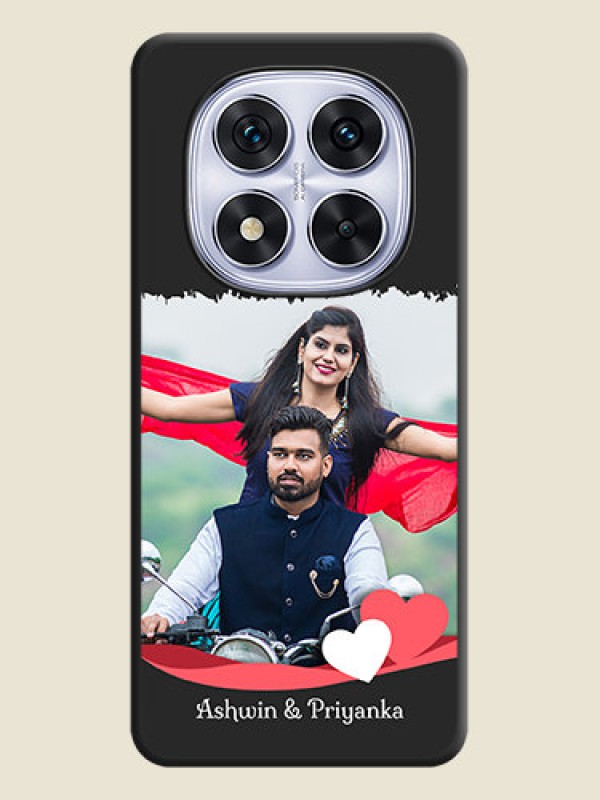 Custom Pin Color Love Shaped Ribbon Design with Text On Space Black Custom Soft Matte Mobile Back Cover - Redmi Note 14 Pro 5G