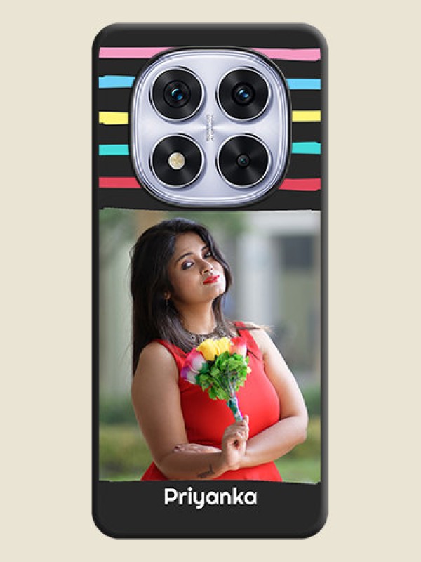 Custom Multicolor Lines with Image On Space Black Custom Soft Matte Mobile Back Cover - Redmi Note 14 Pro 5G