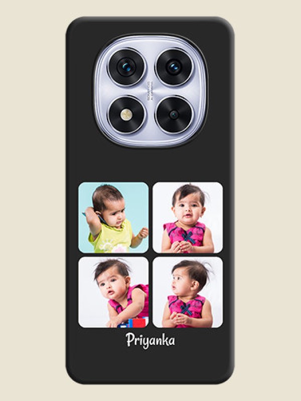 Custom Floral Art with 6 Image Holder on Photo On Space Black Custom Soft Matte Mobile Back Cover - Redmi Note 14 Pro 5G