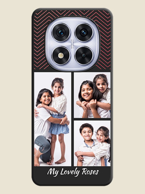 Custom Wave Pattern with 3 Image Holder On Space Black Custom Soft Matte Mobile Back Cover - Redmi Note 14 Pro 5G