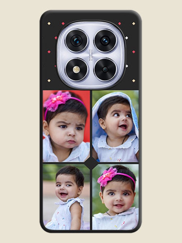 Custom Multicolor Dotted Pattern with 4 Image Holder On Space Black Custom Soft Matte Mobile Back Cover - Redmi Note 14 Pro 5G