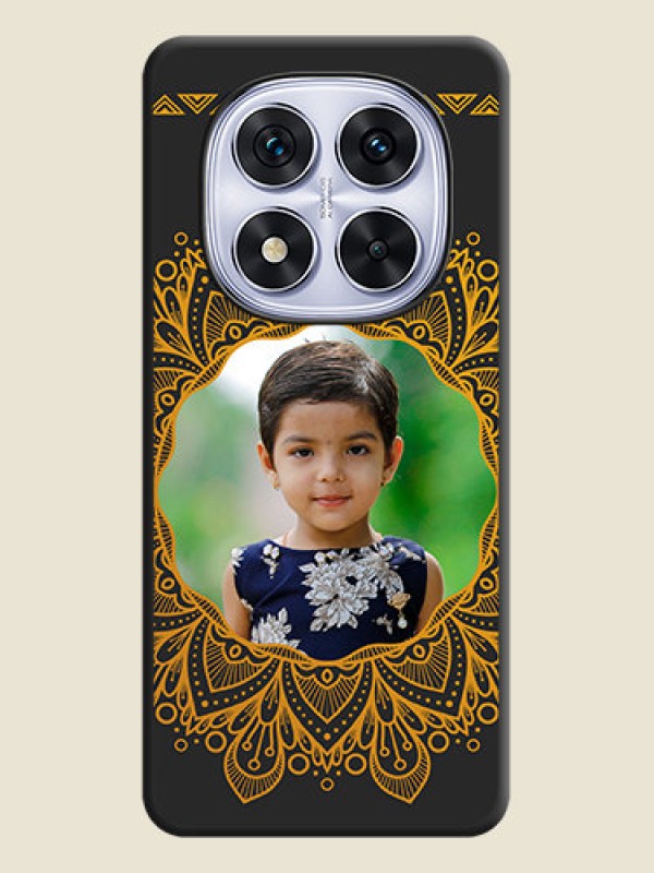 Custom Round Image with Floral Design On Space Black Custom Soft Matte Mobile Back Cover - Redmi Note 14 Pro 5G