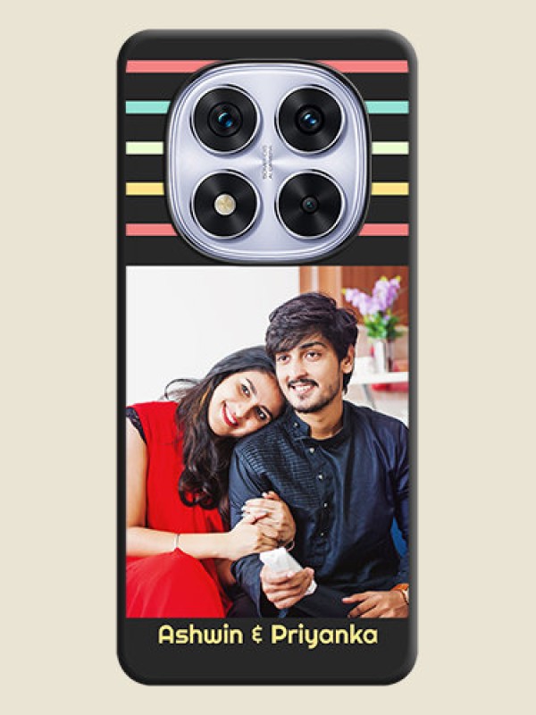 Custom Color Stripes with Photo and Text on Photo On Space Black Custom Soft Matte Mobile Back Cover - Redmi Note 14 Pro 5G