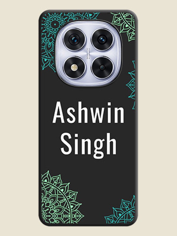 Custom Your Name with Floral Design On Space Black Custom Soft Matte Mobile Back Cover - Redmi Note 14 Pro 5G