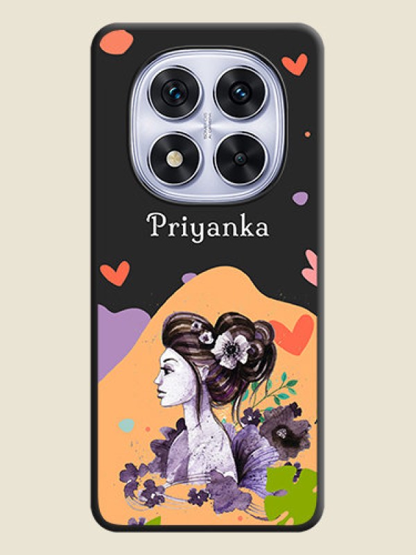 Custom Namecase For Her With Fancy Lady Image On Space Black Custom Soft Matte Mobile Back Cover - Redmi Note 14 Pro 5G