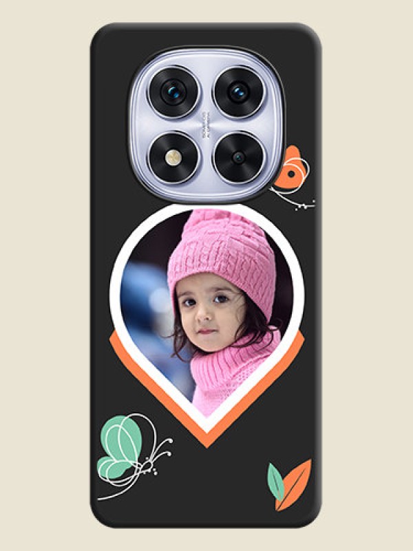 Custom Upload Pic With Simple Butterly Design On Space Black Custom Soft Matte Mobile Back Cover - Redmi Note 14 Pro 5G