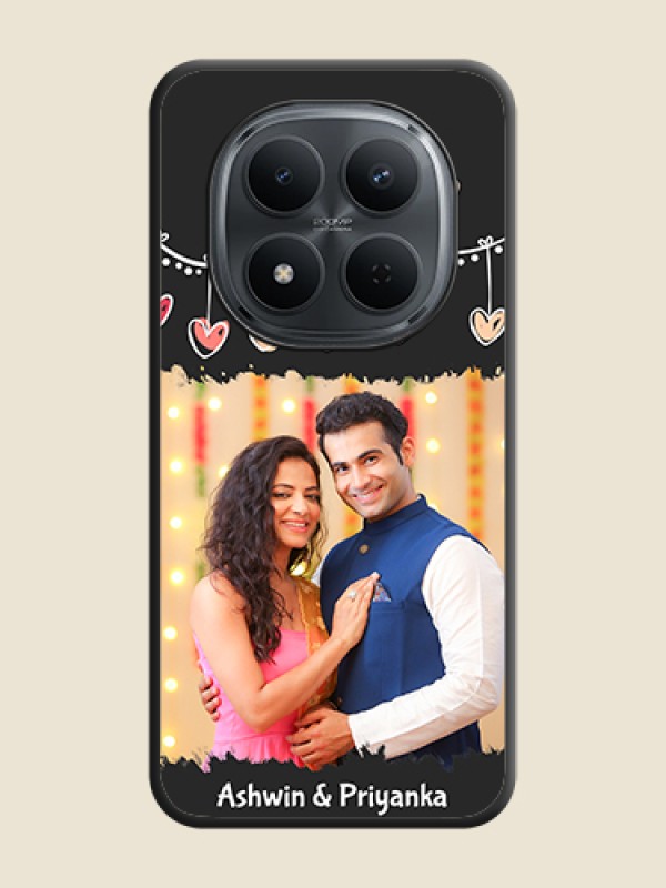 Custom Pink Love Hangings with Name On Space Black Custom Soft Matte Mobile Back Cover - Xiaomi Redmi Note 15 5G