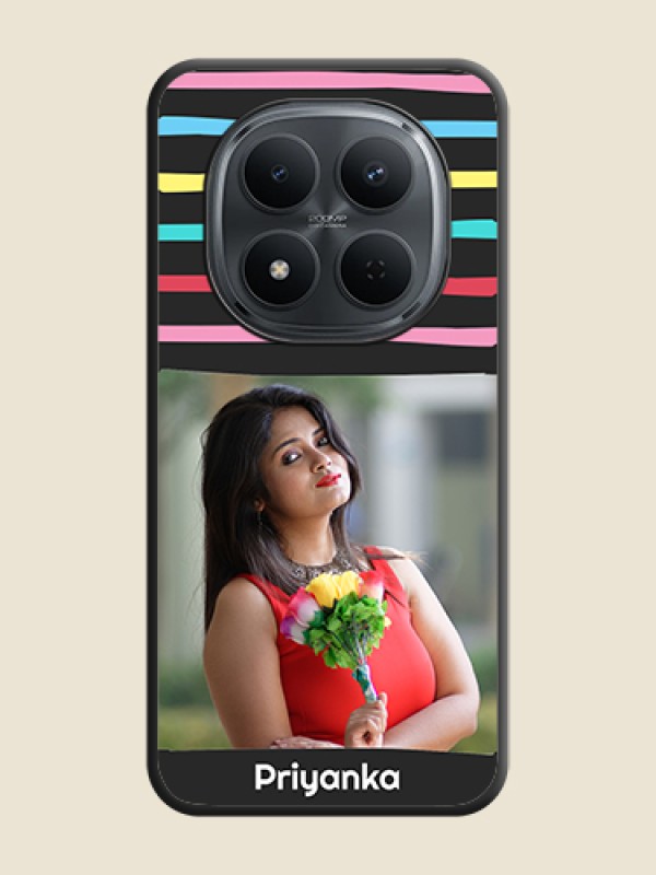 Custom Multicolor Lines with Image On Space Black Custom Soft Matte Mobile Back Cover - Xiaomi Redmi Note 15 5G