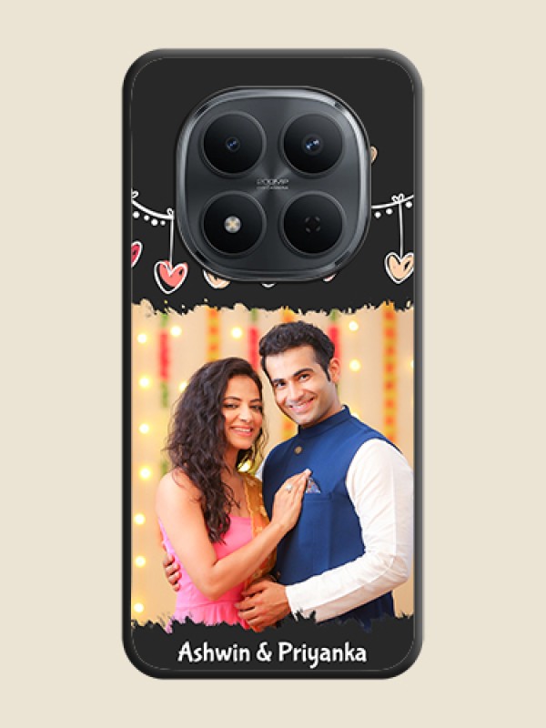 Custom Pink Love Hangings with Name On Space Black Custom Soft Matte Mobile Back Cover - Xiaomi Redmi Note 15 Pro 5G