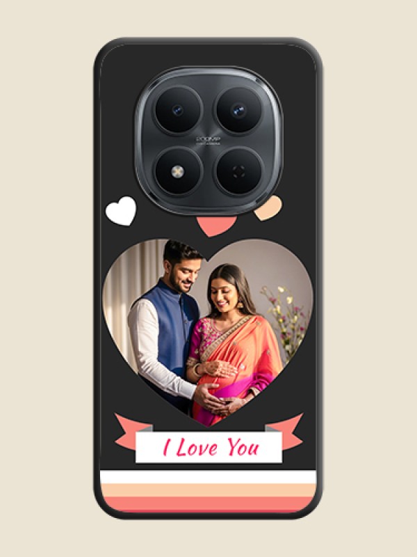 Custom Love Shaped Photo with Colorful Stripes On Space Black Custom Soft Matte Mobile Back Cover - Xiaomi Redmi Note 15 Pro 5G