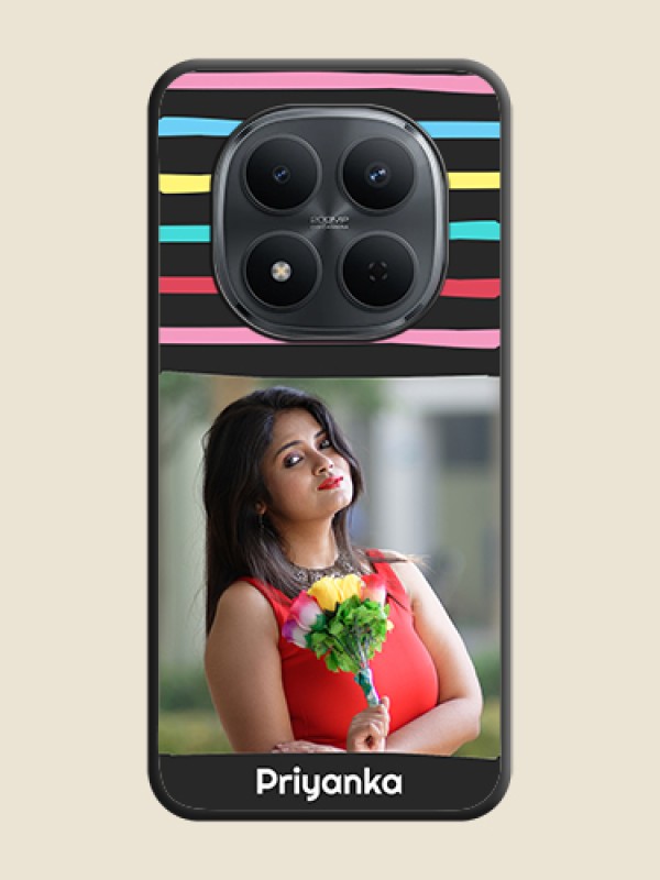 Custom Multicolor Lines with Image On Space Black Custom Soft Matte Mobile Back Cover - Xiaomi Redmi Note 15 Pro 5G