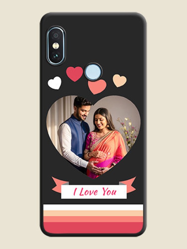 Custom Love Shaped Photo with Colorful Stripes On Space Black Custom Soft Matte Mobile Back Cover - Xiaomi Redmi Note 5 Pro
