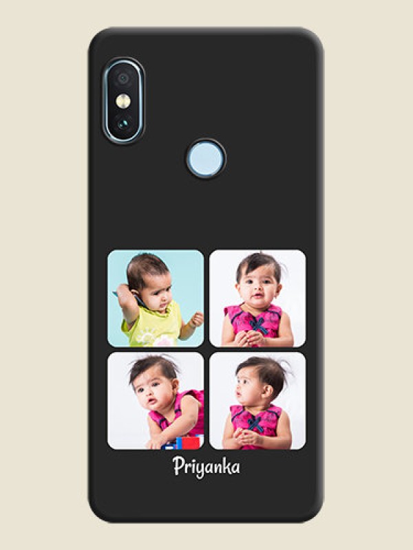 Custom Floral Art with 6 Image Holder on Photo On Space Black Custom Soft Matte Mobile Back Cover - Xiaomi Redmi Note 5 Pro