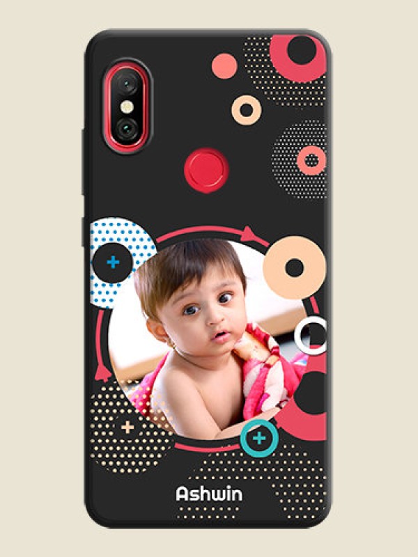 Custom Multicoloured Round Image on Personalised Space Black Soft Matte Cases - Redmi Note 6 Pro