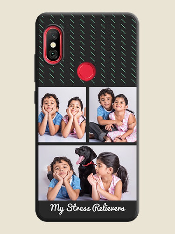 Custom Cross Dotted Pattern with 2 Image Holder  on Personalised Space Black Soft Matte Cases - Redmi Note 6 Pro