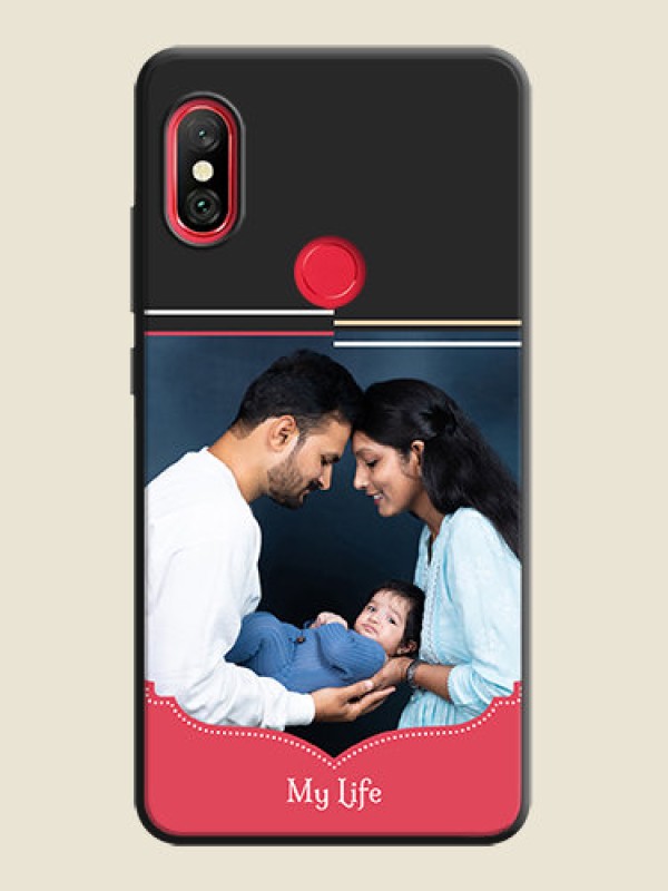 Custom Classic Plain Design with Name - Photo on Space Black Soft Matte Phone Cover - Redmi Note 6 Pro