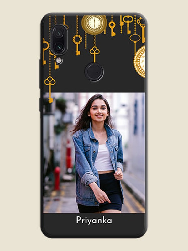 Custom Decorative Design with Text on Space Black Custom Soft Matte Back Cover - Redmi Note 7 Pro