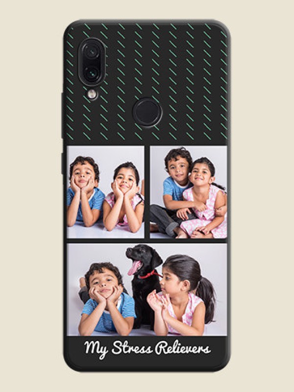 Custom Cross Dotted Pattern with 2 Image Holder  on Personalised Space Black Soft Matte Cases - Redmi Note 7 Pro