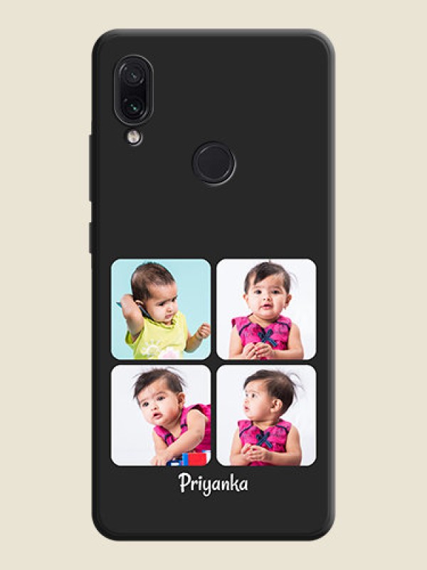 Custom Floral Art with 6 Image Holder - Photo on Space Black Soft Matte Mobile Case - Redmi Note 7