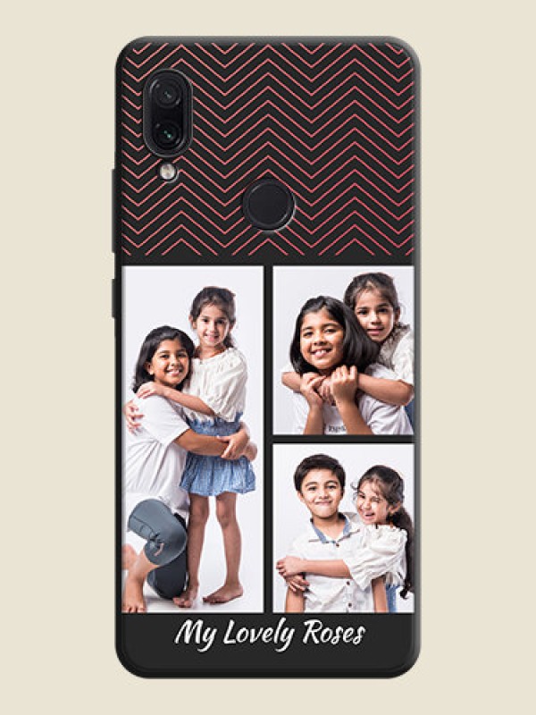 Custom Wave Pattern with 3 Image Holder on Space Black Custom Soft Matte Back Cover - Redmi Note 7S