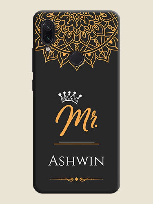 Custom Mr Name with Floral Design  on Personalised Space Black Soft Matte Cases - Redmi Note 7S