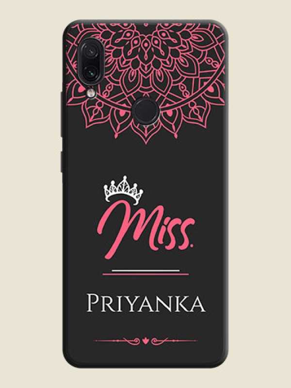 Custom Mrs Name with Floral Design on Space Black Personalized Soft Matte Phone Covers - Redmi Note 7S