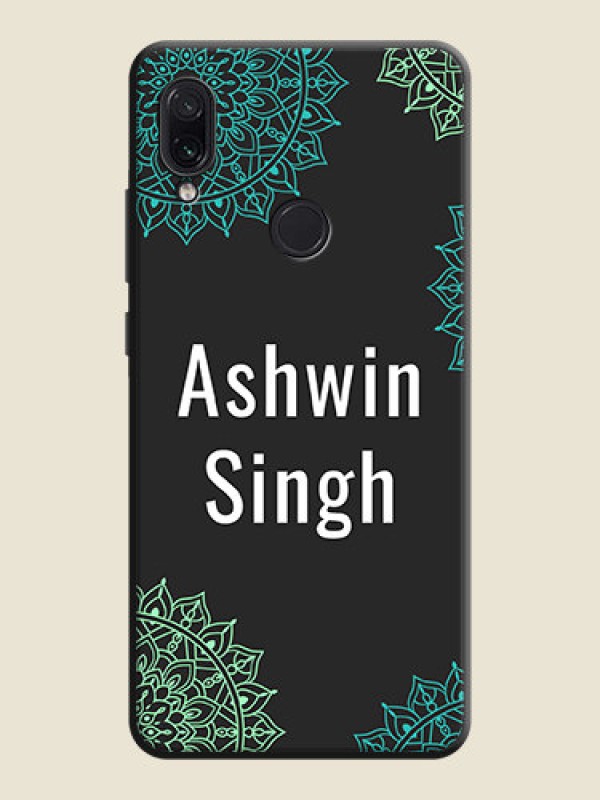 Custom Your Name with Floral Design on Space Black Custom Soft Matte Back Cover - Redmi Note 7S