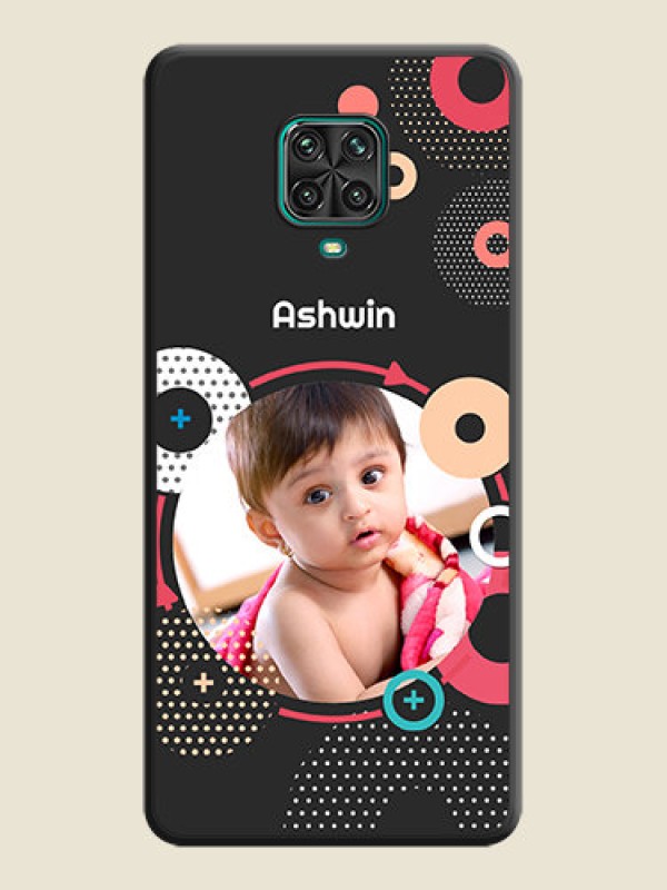 Custom Multicoloured Round Image on Personalised Space Black Soft Matte Cases - Redmi Note 9 Pro Max