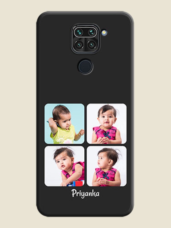 Custom Floral Art with 6 Image Holder on Photo on Space Black Soft Matte Mobile Case - Redmi Note 9