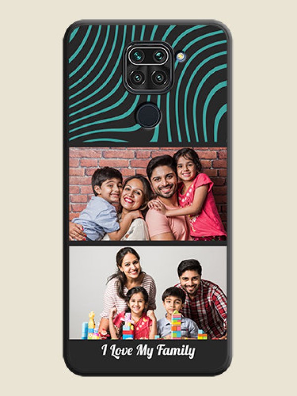 Custom Wave Pattern with 2 Image Holder on Space Black Personalized Soft Matte Phone Covers - Redmi Note 9