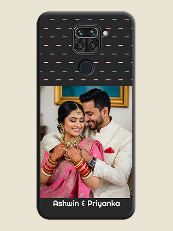 Custom Line Pattern Design with Text on Space Black Custom Soft Matte Phone Back Cover - Redmi Note 9