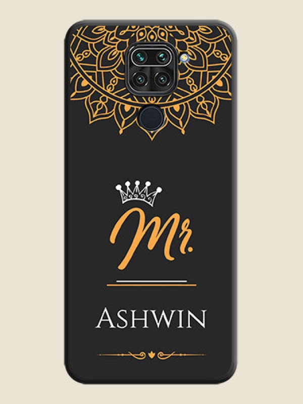 Custom Mr Name with Floral Design  on Personalised Space Black Soft Matte Cases - Redmi Note 9