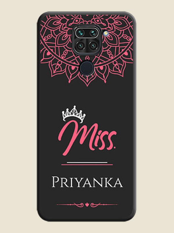 Custom Mrs Name with Floral Design on Space Black Personalized Soft Matte Phone Covers - Redmi Note 9